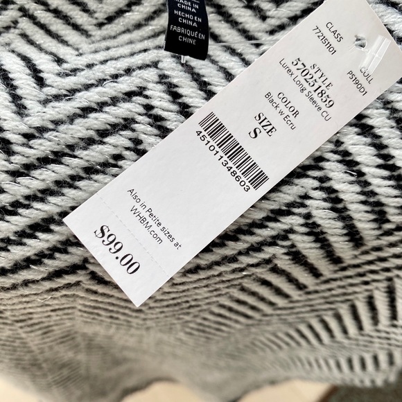 BLACK White WHBM Long Herringbone Cardigan Coat - Picture 6 of 8